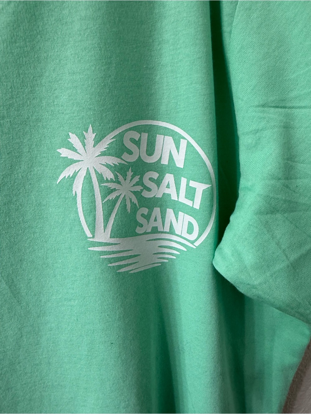 100% Cotton Sun Salt Sand Mint Green V-Neck Tee - Zenana-Relaxed Large